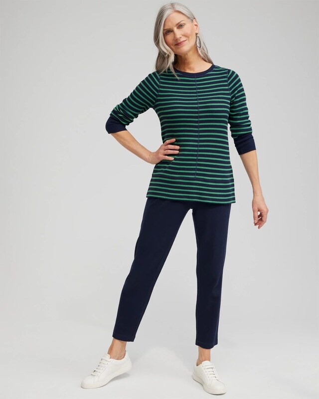 Zenergy Waffle Knit Stripe Top - image 2